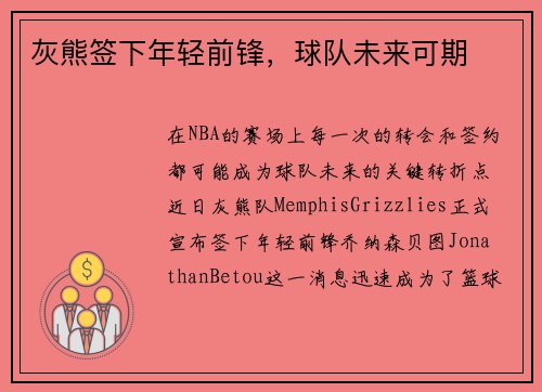 灰熊签下年轻前锋，球队未来可期